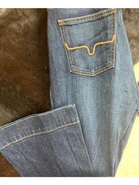 Kimes Ranch Boot Cut Jeans in Dark Blue with Orange Stitching
